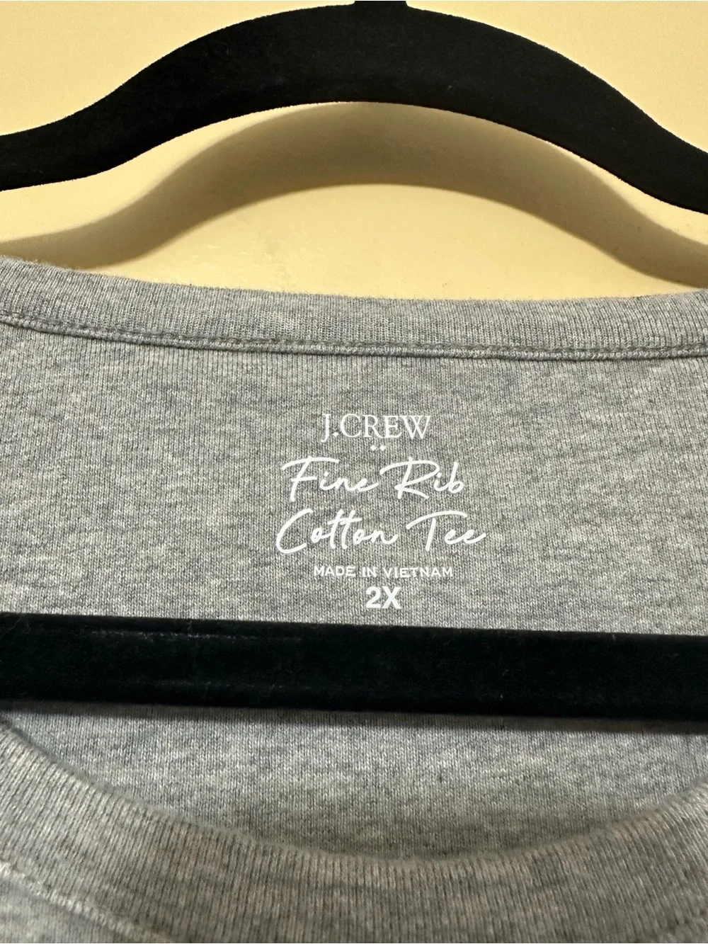 J. Crew Fine Rib Cotton Tee Round Neck Fitted Plus Size 2X Women Gray